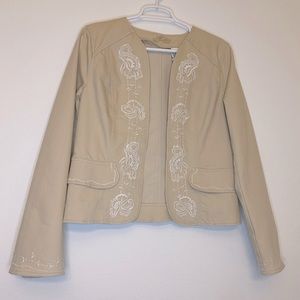 Vintage Embroidered Women’s Medium Beige/Ivory Retro Jacket